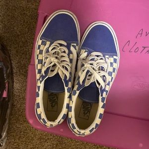 Blue and White Checkered Vans